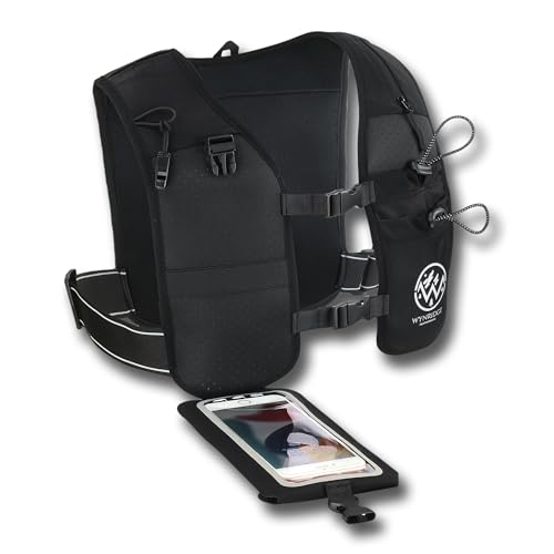 WYNRIDGE Running Hydration Vest | Mens & Womens Running Gear | Reflective Vest Running | 8 Pocket Storage with 17oz Flask | Secure Phone Holder | Adjustable Lightweight Black Neoprene