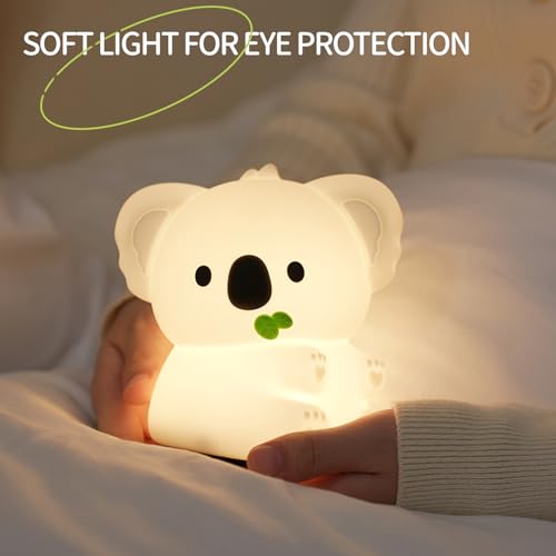 Image of Koala Night Light, 7 Colors Dimmable Bedside Lamp, Touch Control Night Lamp with Timer for Kids Adults, Used for Camping Party Room Decor (Koala)