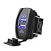MICTUNING Universal Rocker Style Car USB Charger - with Blue LED Light Dual USB Power Socket for Rocker Switch Panel