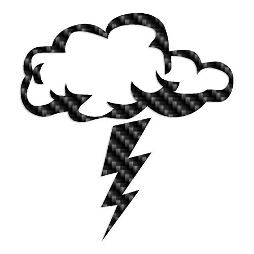 Image of Storm Cloud Lightning Bolt - Vinyl Decal Sticker - 3.75 inch x 4 inch - Carbon Fiber