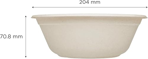 Miniatura 5 de KARAT EARTH PFAS - Tazón redondo de bagazo sin PFAS, apto para microondas y microondas, color natural, 500 unidades (24 onzas)