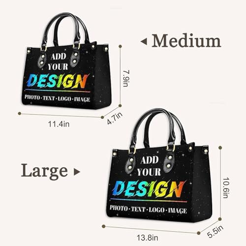 Personalized Leather Handbag, Custom Purse for Women, Add Your Design/Photo/Text, Initial Tote Bag Gifts with Name3