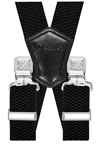 Decalen Mens Suspenders Very Strong Clips Heavy Duty Braces Big And Tall X Style (Black) #TOP4