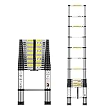 Telescoping Ladder, 15.5 FT Compact Aluminum Telescopic Extension Ladder,Portable Extendable Ladders with Locking Mechanism for RV Outdoor and Household Daily Use