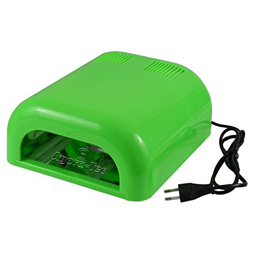 Agora-Tec® UV Lichthärtungsgerät 36Watt green für Nailart NagelDesign Nagelmodellage mit 4 x 9 Watt UV Lampen (Röhren…