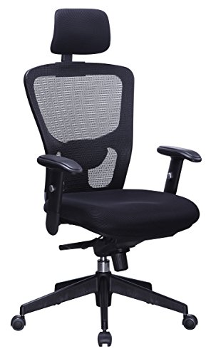 Office Factor Ergonomic Black Mesh High Back Executive Office Chair, Adjustable Arms, Head Rest, Seat Depth, Lumbar Support, Pu Casters, Ergonomic Design, Adjust And Lock In 4 Different Positions #TOP1