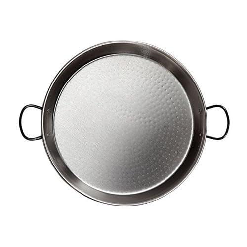 VoltShine Poêle à paella 50 cm en acier poli, capacité de 13 portions, idéale pour cuisiner des paellas et du riz lors de réunions de famille ou entre amis.