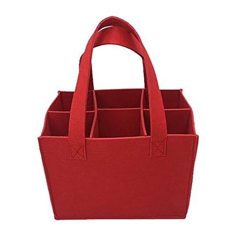 DXIA Wine Bottle Carrier, Thick Bottle Carrier Bags, with Flexible Divider 6 Bottles Removable Divider, Reusable Washable, Thick Wine Gift Bag for Travel Picnic BBQ Party Gifts for Men (Red) Cover