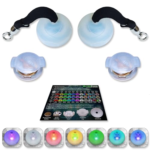 UltraPoi UltraKnob Swivel Handles Set (Pair (2)) - Rechargeable LED Poi Knob Handles - Over 30 Brilliant Rainbow Color Modes & Flashing Patterns - Silicone Knob Set for Poi, Flow Arts & Light Spinning