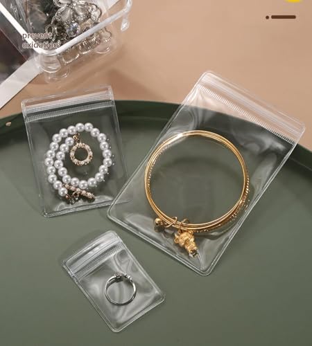 Image of 36 Pcs Transparent Jewellery Storage Pouches | Clear PVC Zip Lock Covers for Rings, Earrings, Necklaces & Accessories | Durable Jewellery Organizer Bags (Transparent, Pack of 36)
