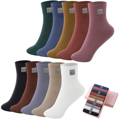 HUGSWEET Thin Soft Cotton Socks for Women (Mini Crew, 5-10 Pairs)