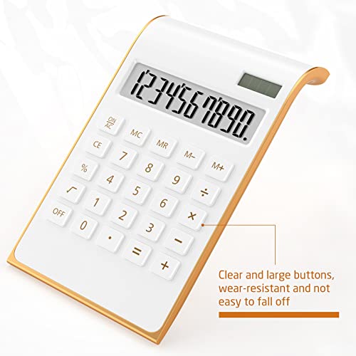 Calculators, Desktop Calculator With Large Lcd Display, 10 Digits Solar Power Basic Office Calculator, Gold Office Desk Supplies And Accessories #TOP4