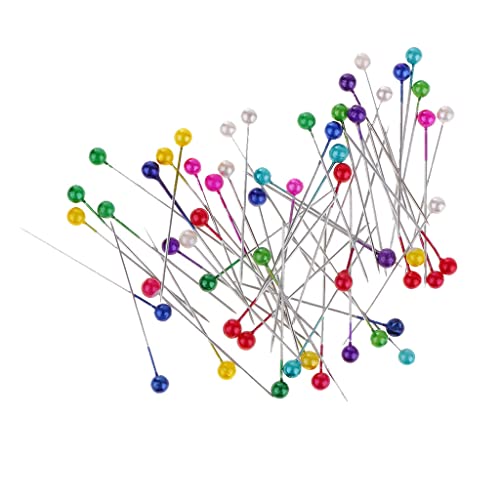 Preisvergleich Produktbild chiwanji 100 Stück Bunte Perle Kopfstifte Nähstifte Dressmaking Hijab - Mehrfarbig, 37mm