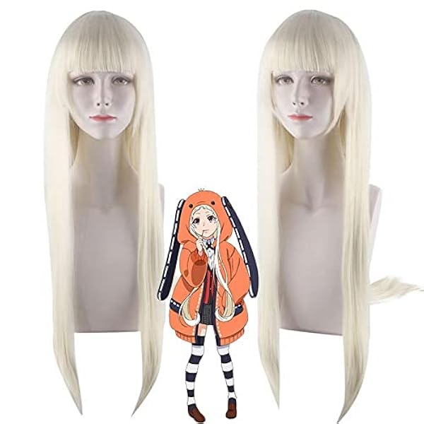 80cm Anime Kakegurui Yomozuki Runa Cosplay Wig Synthetic Straight Long Blonde Hair Halloween Costume Party Wigs For Women