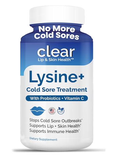 Lysine Cold Sore Treatment for Lips with Pre-Probiotics & VIT C | 1 Month Supply | Supercharged Lysine Capsules with Rhamnosus & Acidophilus for Cold Sores Relief, Skin + Gut Health & Immune Support