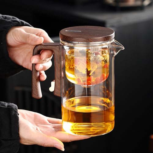 Théière amovible résistante à la chaleur avec infuseur magnétique en verre