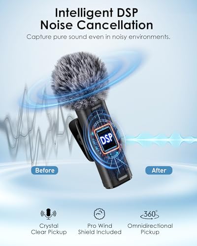 Image of Wireless Mini Microphone for iPhone, iPad, Android, 2 Pack Lavalier Mic with 360 Rotatable Clip, Plug and Play Noise Reduction USB-C Mic for Video Recording YouTube TikTok Podcast Content Creators