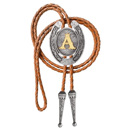 Image of Vintage Western Cowboy Monogram Initial Letter Bolo Tie for Men