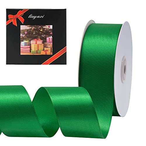 Image of Solid Color Double Faced Green Satin Ribbon 1-1 /2 inch X 50 Yards, Ribbons Perfect for Crafts, Wedding Decor, Bow Making, Sewing, Gift Package Wrapping and More