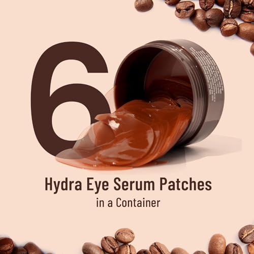Image of Under Eye Patches with Green Tea & Collagen for Puffy Eyes, Hydrogel under eye patches with instant cooling serum - 30 Pairs [COFFEE]
