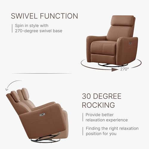 Sillón reclinable con giratorio marrón miniatura 6
