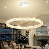 Flashing God W40'' Silver Crystal Chanderliers for Living Room Modern Luxury Crystal Ceiling Light for Foyer Dining Room Hallway Interior LED Dimmable 2700k 4500k 6000k
