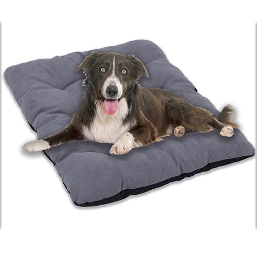 MyBestBuddy Hundekissen grau 90x70 cm XL, 40°C waschbar mit weichem Stoffbezug - allergikerfreundlich (100% Polyester) - Hundematte BZW. Hundebett für große Hunde, 90 x 70 cm