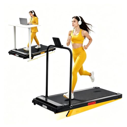 Image of Walking Pad Treadmill with Handle Bar and Incline for Home Small | Portable Walking Pad Treadmill with Handles and Incline, 3.0HP Electric Under Desk Treadmills for Home, 0.6-7.6MPH, 350LBS