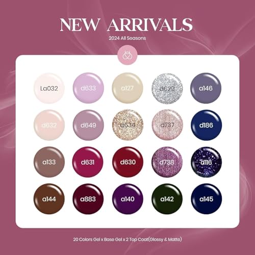 Image of Beetles Fall Gel Polish Set - 20 Colors Neutral Shimmer Red Nude Brown Gel Nail Polish Kit with Base Coat Matte Glossy Top Coat Soak off Uv Lamp Manicure Set Gift for Women Sophisticated Charm