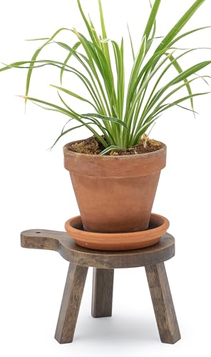 Red-Co-6-inch-Tall-Mini-Round-Boho-Chic-Tabletop-Sustainable-Rubberwood-Stool-Display-Stand-Casual-Country-Potted-Plant-Holder-Brown Red Co 6 inch Tall Mini Round Boho Chic Tabletop Sustainable Rubberwood Stool Display Stand Casual Country Potted Plant Holder Brown