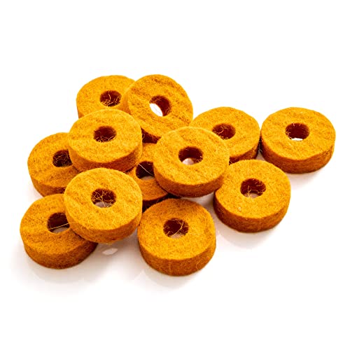 Stage Rocker Orange Wool Cymbal Felts, 12pcs - pack, Cymbal Replacement Accessories, Premium Felts, SRFTOG-12