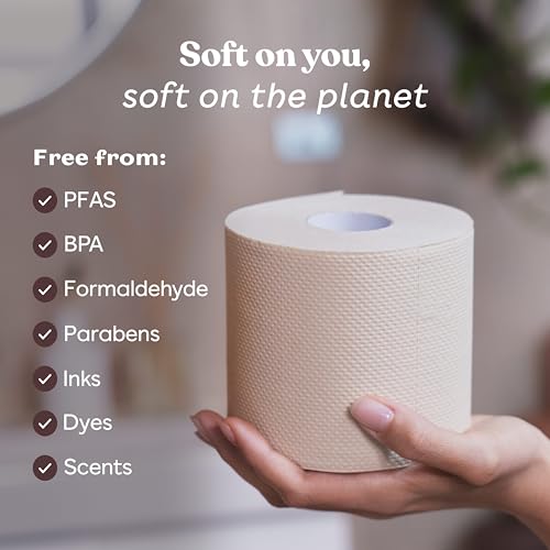 Betterway Unbleached Bamboo Toilet Paper Rolls - Eco-Friendly 3 Ply Toilet Tissue - 36 Long-Lasting Rolls - 360 Sheets/Roll - Organic, FSC Certified, Septic Safe TP - Lint-Free, PFAS-Free Bath Tissue - Thumbnail 4
