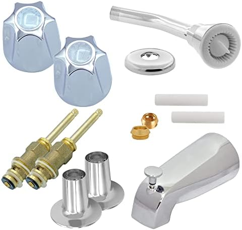 Complete Shower Repair Replacement Kit for Hot and Cold Shower Systems, 2 Hot and Cold Valves, For Remodeling Verve Handles, Easy Installation, Durable Construction, Polished Chrome