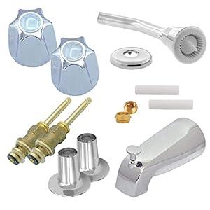 Complete Shower Repair Replacement Kit for Hot and Cold Shower Systems, 2 Hot and Cold Valves, For Remodeling Verve Handles, Easy Installation, Durable Construction, Polished Chrome