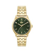 Lacoste Men's Lisbon Ionic Plated Thin Gold Steel Quartz Basic Watch, 2011326, Green, 42 mm