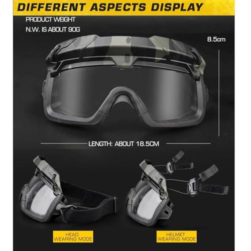 Lunettes tactiques fendues double fixation tete et casque militaire - 4
