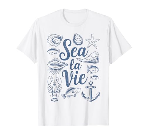 Trendiges Meeresmotiv im maritimen Stil mit Fischermotiv T-Shirt