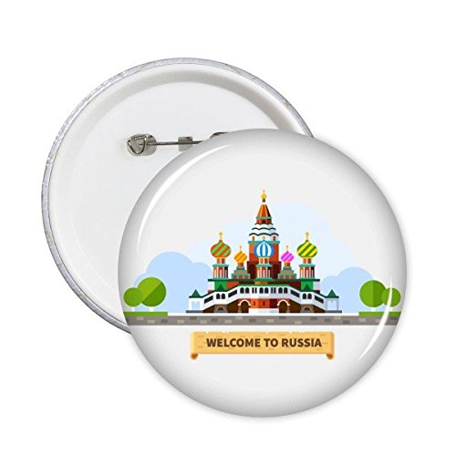 Badge bouton rond Russie illustration de cathédrale en lot de 5 petits pins originaux