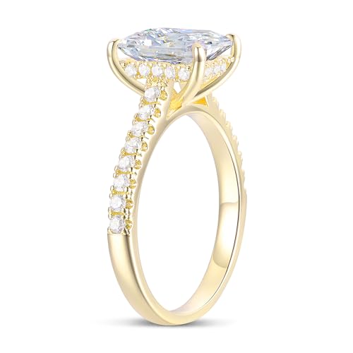 14K White Gold Engagement Ring, 4 CT Radiant Cut Moissanite Engagement Ring, 14K Hidden Halo Moissanite Rings, 14K Gold Ring for Women2