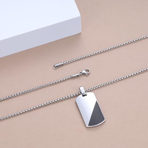 GAVU Herren Dog Tag Halskette mit rechteckigem Hundemarke Anhänger für Herren 60cm