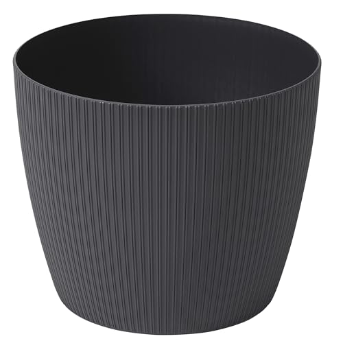 Dehner Maceta Magnolia, macetero Interior, Maceta reciclada, diámetro Aprox. 30,5 cm, Altura 24,6 cm, plástico, Antracita