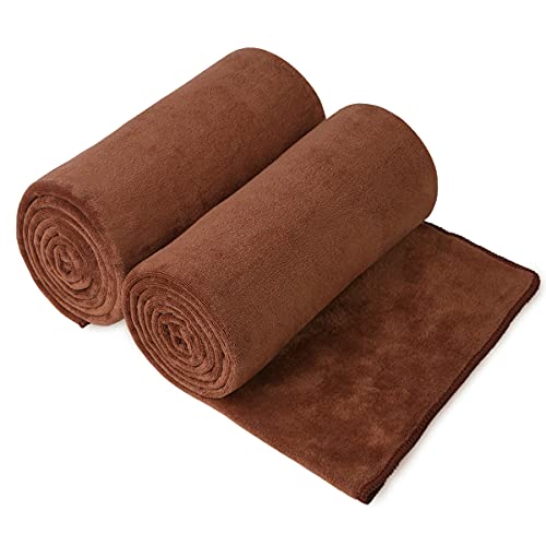 Image of JML Large Bath Towels Set of 2, 30 inch x 60 inch, Oversized, Soft, Absorbent, Fast Drying Microfiber Bathroom Towel for Sauna, Salon, Hotel, Sport, Fitness, Yoga, Brown