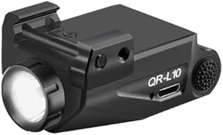 2022 Updated 500 Lumens Mini Pistol Flashlight Picatinny Rail Mounted Rechargeable Weapon Light Fits Glock Taurus G2C G3C, Anodized Aluminum Shell, Tactical Pistol Torch with Strobe Function