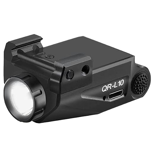 XYH-Win 2022 Updated 500 Lumens Mini Pistol Flashlight Picatinny Rail Mounted Rechargeable Weapon Light Fits Glock Taurus G2C G3C, Anodized Aluminum Shell, Tactical Pistol Torch with Strobe Function