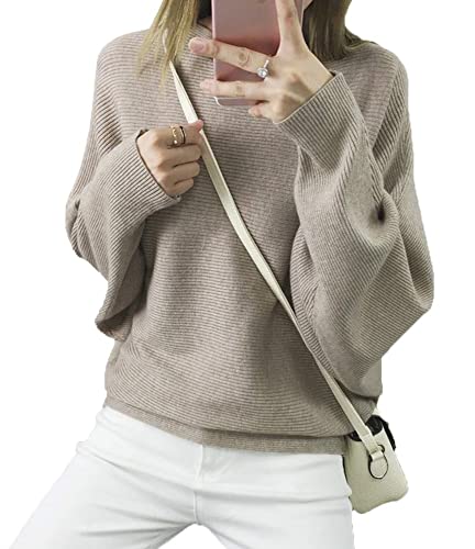 Women Lightweight Oversized Sweaters Tops Batwing Sleeves Knitted Dolman Pullovers4