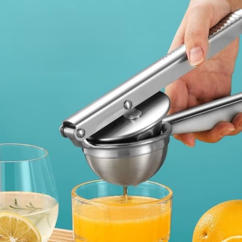 Presse-agrumes manuel en acier inoxydable - Presse-citron robuste - Presse à fruits - Gadget de cuisine pour citrons - Extracteur de jus de grenade manuel compact – vue 2