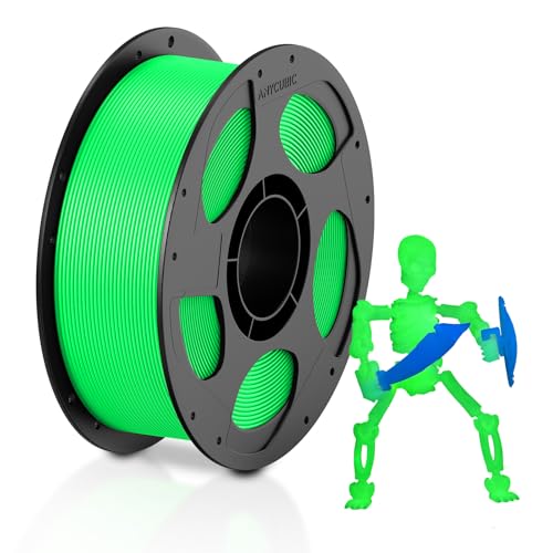 Image of ANYCUBIC PLA 3D Printer Filament, Glow in The Dark, 3D Printing PLA Filament 1.75mm Dimensional Accuracy + /- 0.02mm, 1KG Reusable Spool (2.2 lbs), Green PLA, Glow Green