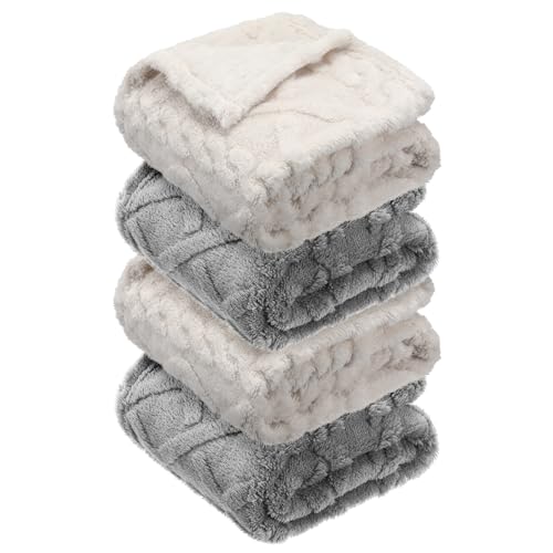 Vitalcozy LUA-VITALCOZY-2616 4 Pcs Fleece Baby Blanket 30 Inch X 40 Inch 3D Fluffy Baby Blanket For Boys Nursery Bed Baby Girl Blanket Infant Or Newborn Receiving Blanket Swaddling Blankets cover