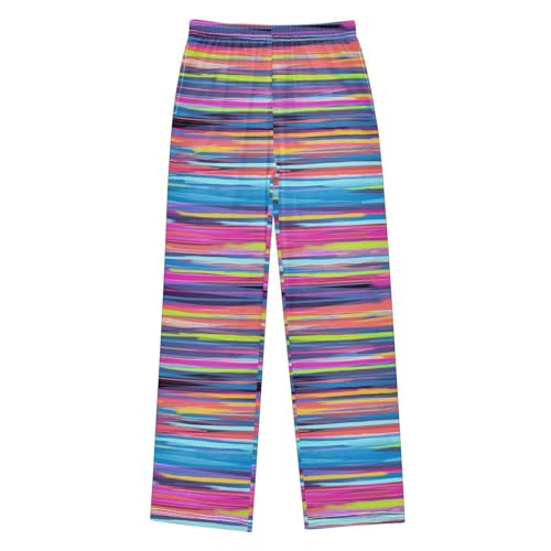 visesunny Boys Pants Color Abstract Stripe Soft Long Bottoms Jogger Pants Elastic Waist Trousers with Pockets XL Colorful
