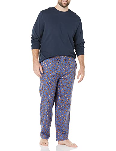 Image of Amazon Essentials Men's Flannel Pant and Long-Sleeve T-Shirt Pajama Set